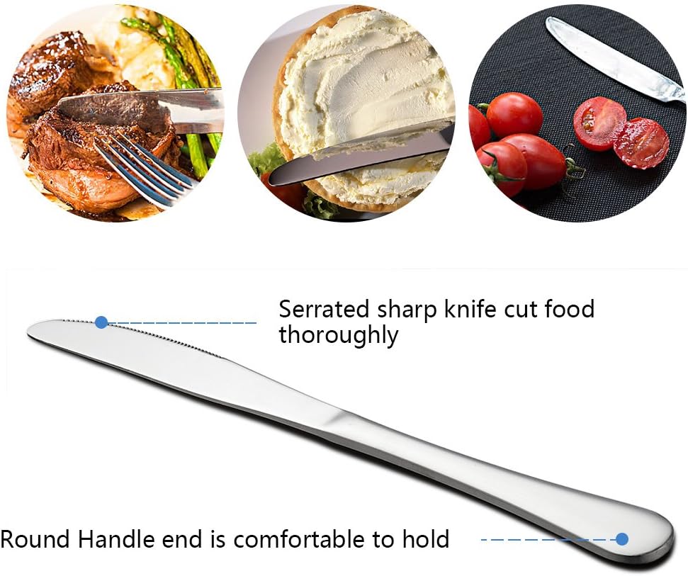 Silverware Set Service for 2, E-far 10-Piece Stainless Steel Flatware Set Cutlery Sets, Include Knife/Fork/Spoon, Simple & Classic Design, Easy Clean & Dishwasher Safe