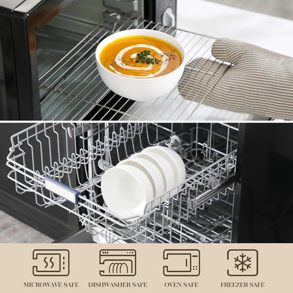 MALACASA 26 Oz White Ceramic Soup Bowls of 4, Cereal Bowls for Kitchen | Perfect for soup, cereal, dinner, noodles,ramen or fruit; scratch-resistant, stackable, microwave, oven & dishwasher safe