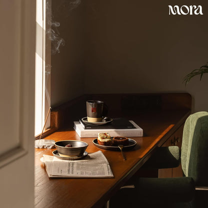 Mora Large Plates Set of 4, 10.5 inch Ceramic Pottery Dinner Plates - Microwave, Oven and Dishwasher Safe - Night