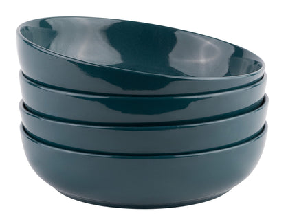 KooK Pasta Bowl, Salad Bowls, Bowls, Serving Bowls, Soup, Ceramic, Large Capacity, Microwave & Dishwasher Safe, Set of 4, 40 Oz, (White)