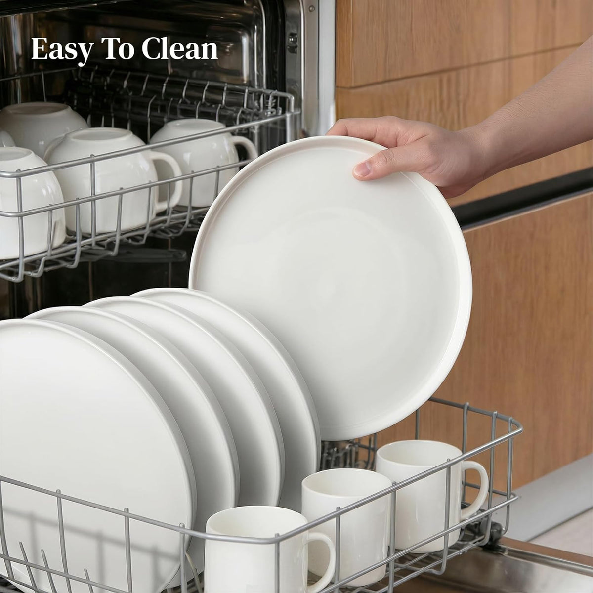 DOWAN 10" Porcelain Dinner Plates Set of 6, Ceramic White Dessert Plates Set for Salad, Pasta, Steak - Appetizer Plates, Dining Plates for Parties, Restaurant - Dishwasher & Microwave Safe - Gifts