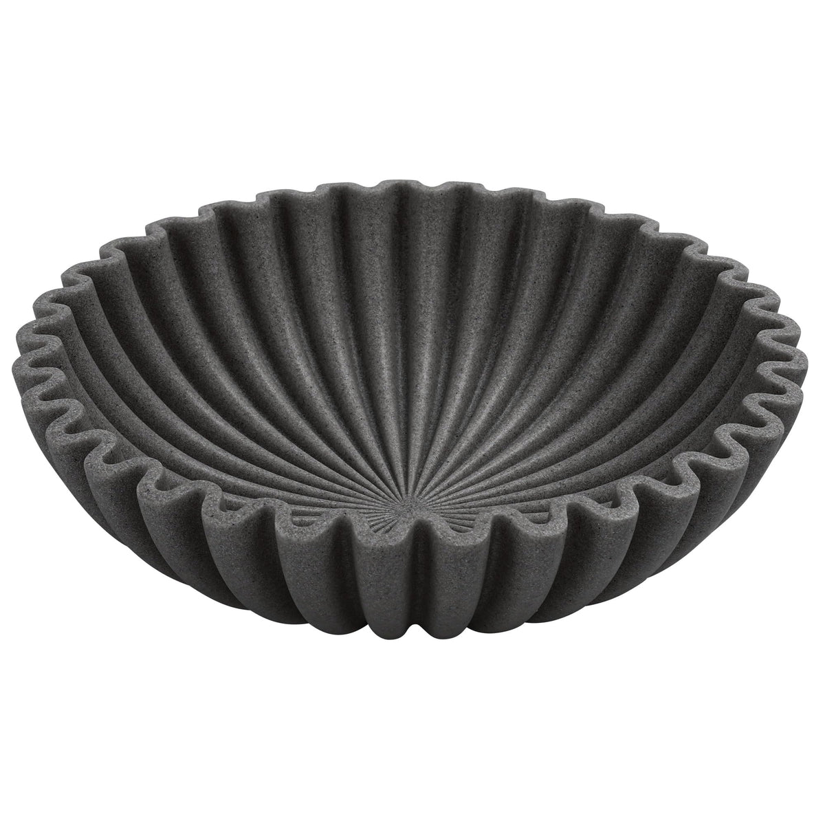 Large Decorative Bowl, Modern Handicraft Bowls for Home Decor, Fruit Bowl for Kitchen Counter, Ruffle Decor, Stylish Key Bowl for Entry Table, Artificial Stone Beige