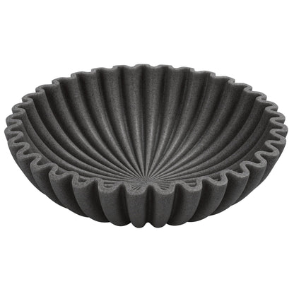 Large Decorative Bowl, Modern Handicraft Bowls for Home Decor, Fruit Bowl for Kitchen Counter, Ruffle Decor, Stylish Key Bowl for Entry Table, Artificial Stone Beige
