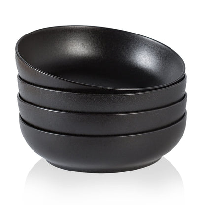 30oz Ceramic bowls set of 4-8" serving bowls for Kitchen,Pasta,Salad-Dishwasher & Microwave Safe Perfect for Housewarming, Thanksgiving, Christmas-Caramel Brown