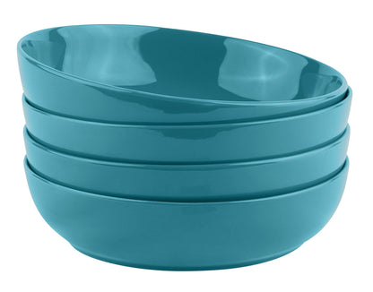 KooK Pasta Bowl, Salad Bowls, Bowls, Serving Bowls, Soup, Ceramic, Large Capacity, Microwave & Dishwasher Safe, Set of 4, 40 Oz, (White)