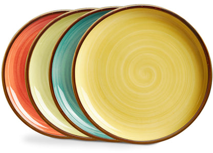 ONEMORE Porcelain Plates Set 10.5 inch Large Dinner Plates for Salad Dessert Ceramic Serving Plate Set of 4, Microwave and Dishwasher Safe