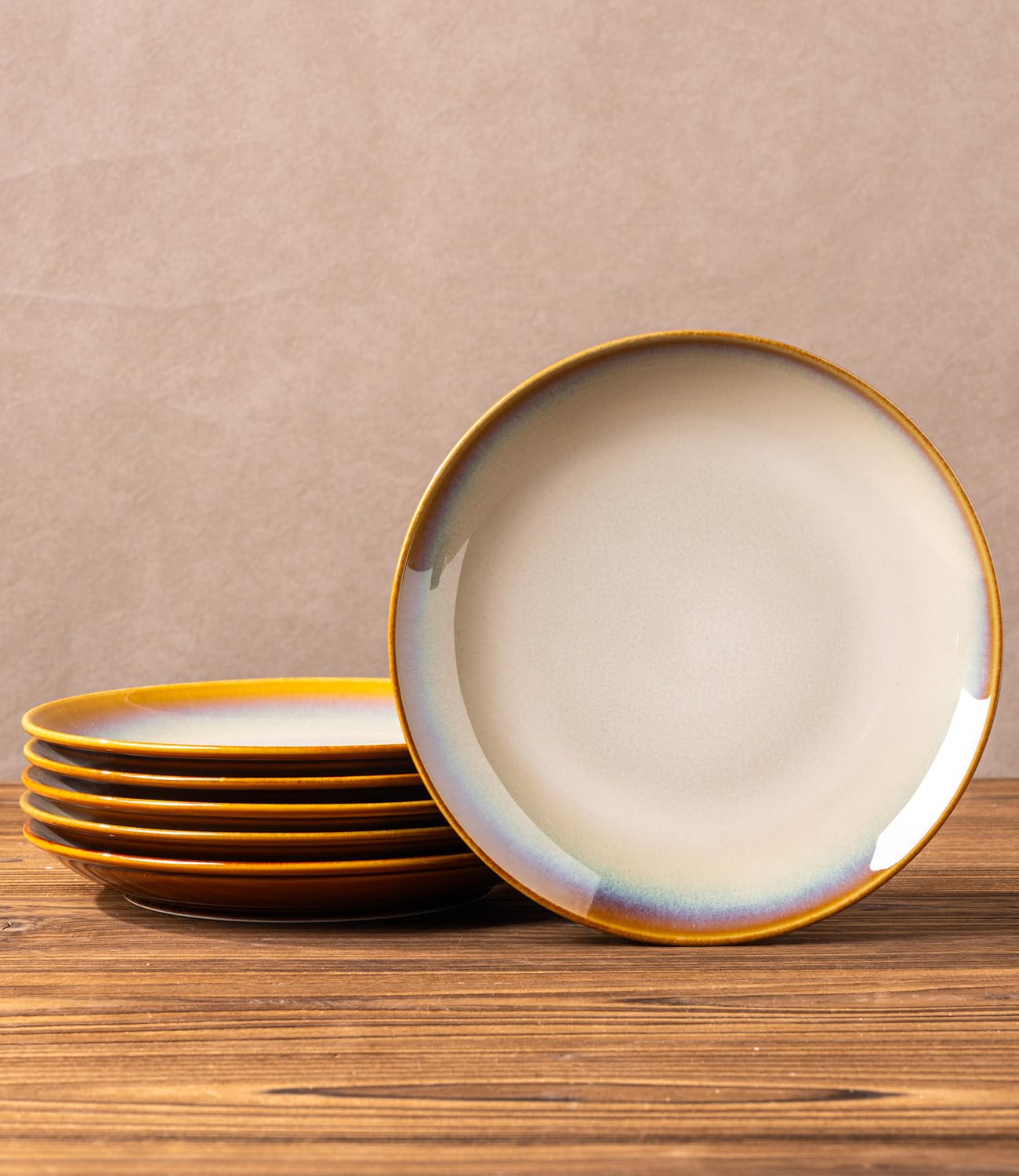 LERATIO Ceramic Dinner Plates Set of 6,10.5 Inch Reactive Glaze Plates | Porcelain Coupe Shape Dinnerware Dishes Set for Kitchen,Oven& Microwave & Dishwasher Safe,Scratch Resistant-Gray Blue