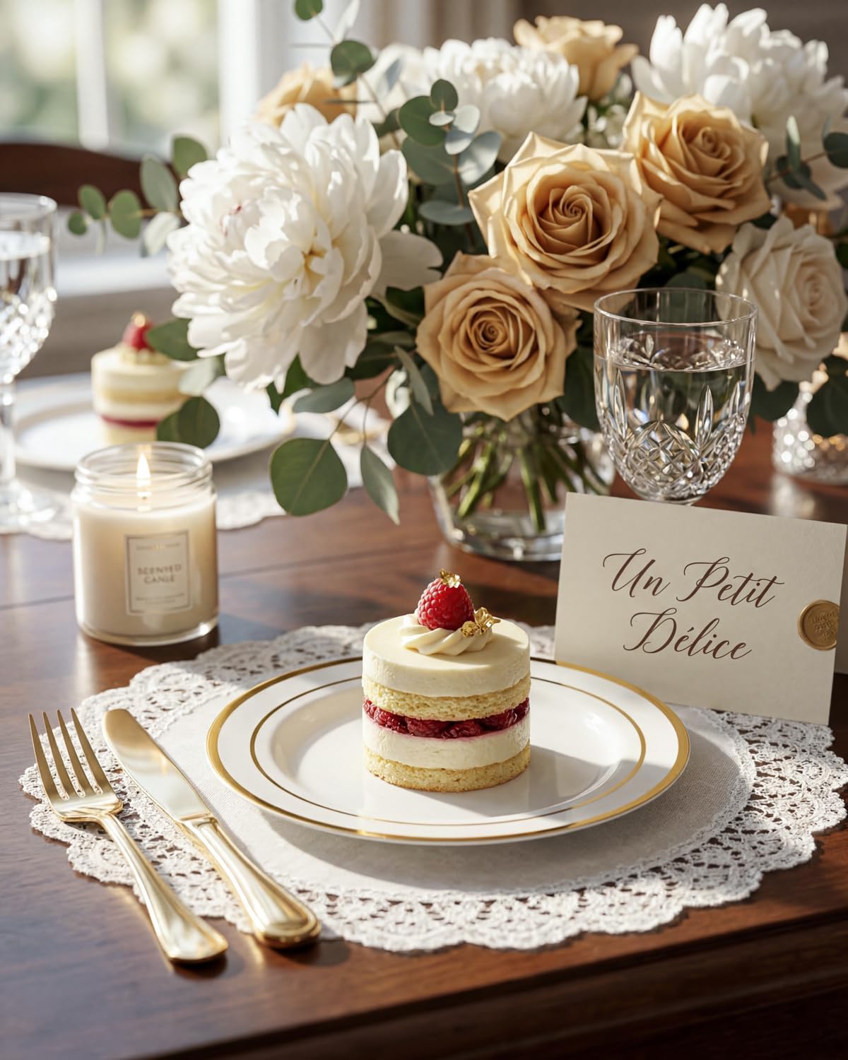 bUCLA 100Pieces Gold Plastic Plates - 6.25inch White with Gold Rim Disposable Salad/Dessert/Appetizer/Small Cake Plates Premium Hard - Ideal for Wedding, Party
