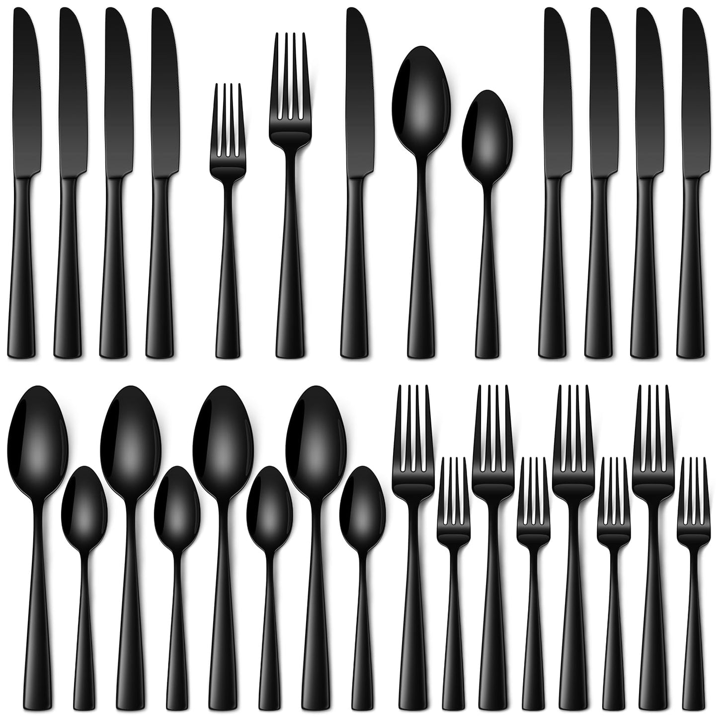 Stapava 40 Piece Silverware Set, Food-Grade Stainless Steel Flatware Sets for 8 Mirror Polished Cutlery Utensil Sets Include Dinner Knives Spoons and Forks Set Dishwasher Safe for Home Restaurant