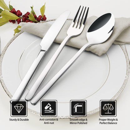 40 Piece Silverware Set, Flatware Set for 8, 18/10 Stainless Steel Cutlery Set Mirror Polished Modern Design Dishwasher Safe