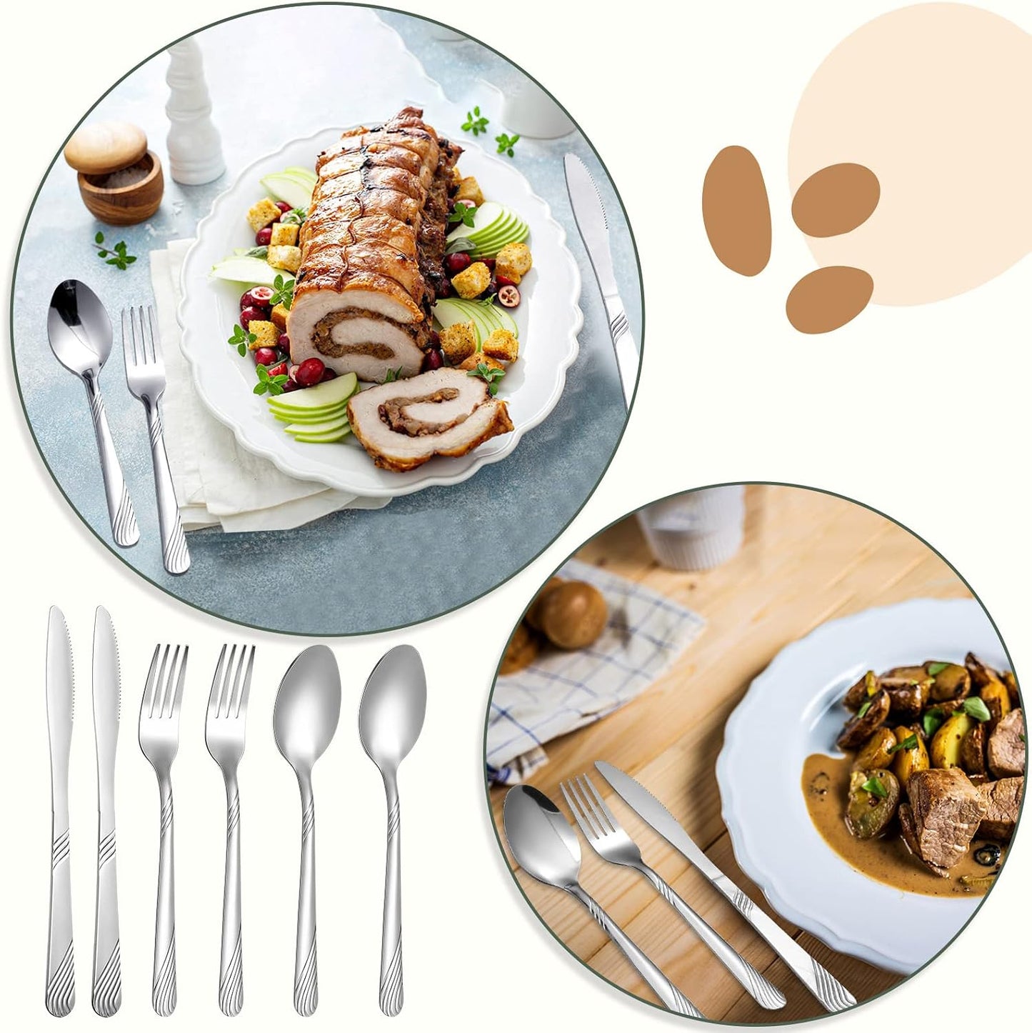 Minatee 201 Pcs Thin Silverware Set Stainless Steel Flatware Sets Service for 67 Silver Cutlery Set Serving Utensils Sits Includes Knife Fork Spoon for Home Kitchen Restaurant Dishwasher Safe
