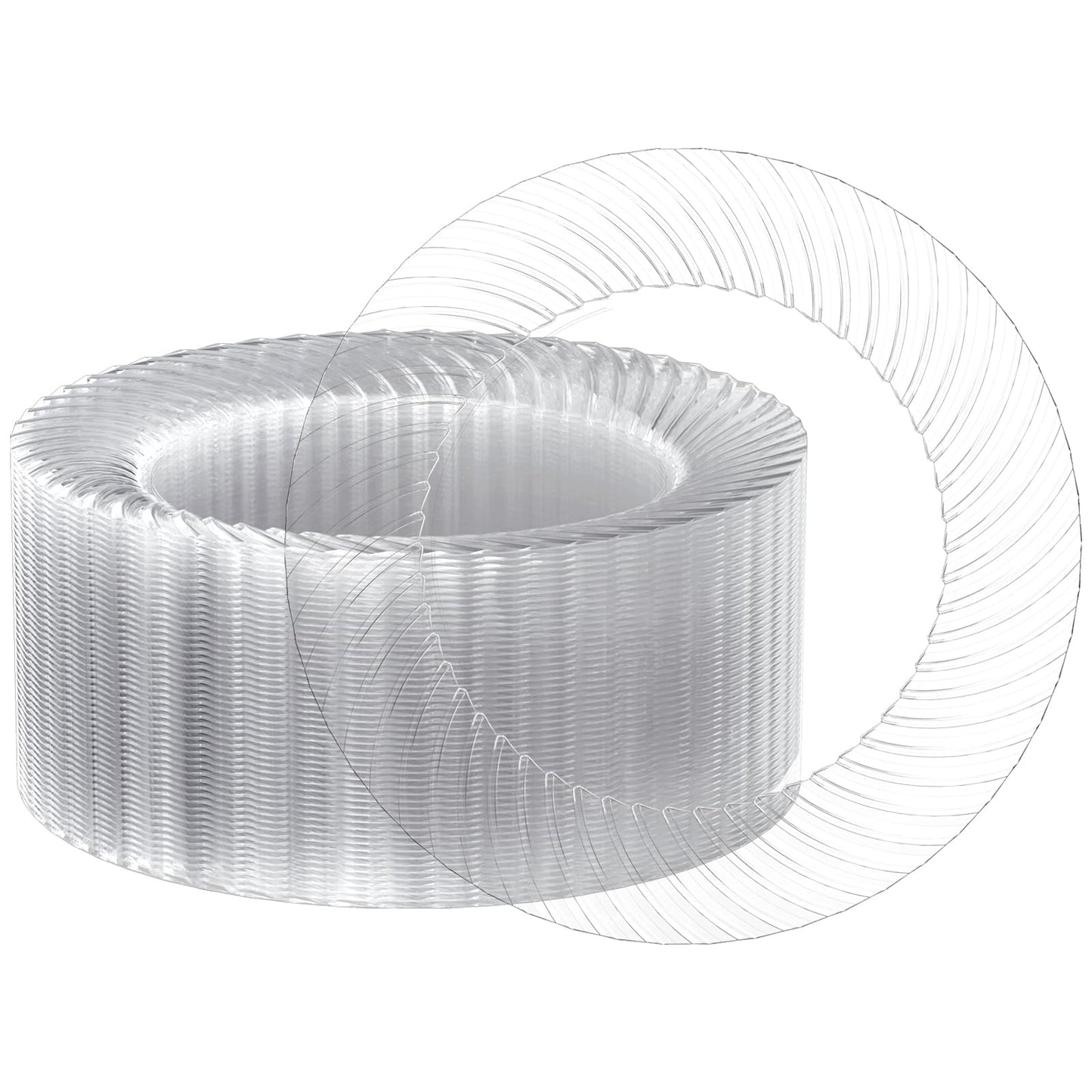 FOCUSLINE 7 Inch Clear Plastic Plates, 100 Count Disposable Heavy Duty Salad Dessert Plates, Premium Hard Plastic for Weddings, Parties & Events