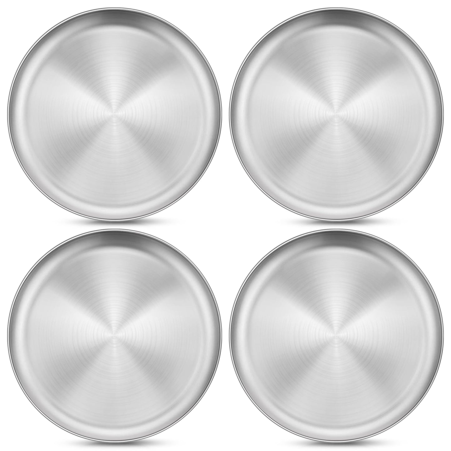 Homikit 6 Pack Stainless Steel Plate Set, 10.2 Inch Metal Dinner Plates for Kids Children Adult, Round Camping Plates for Serving Dishes Dessert Salad, Reusable & Unbreakable, Dishwasher Safe