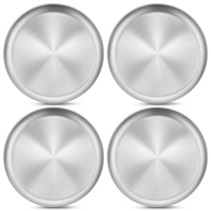 Homikit 6 Pack Stainless Steel Plate Set, 10.2 Inch Metal Dinner Plates for Kids Children Adult, Round Camping Plates for Serving Dishes Dessert Salad, Reusable & Unbreakable, Dishwasher Safe