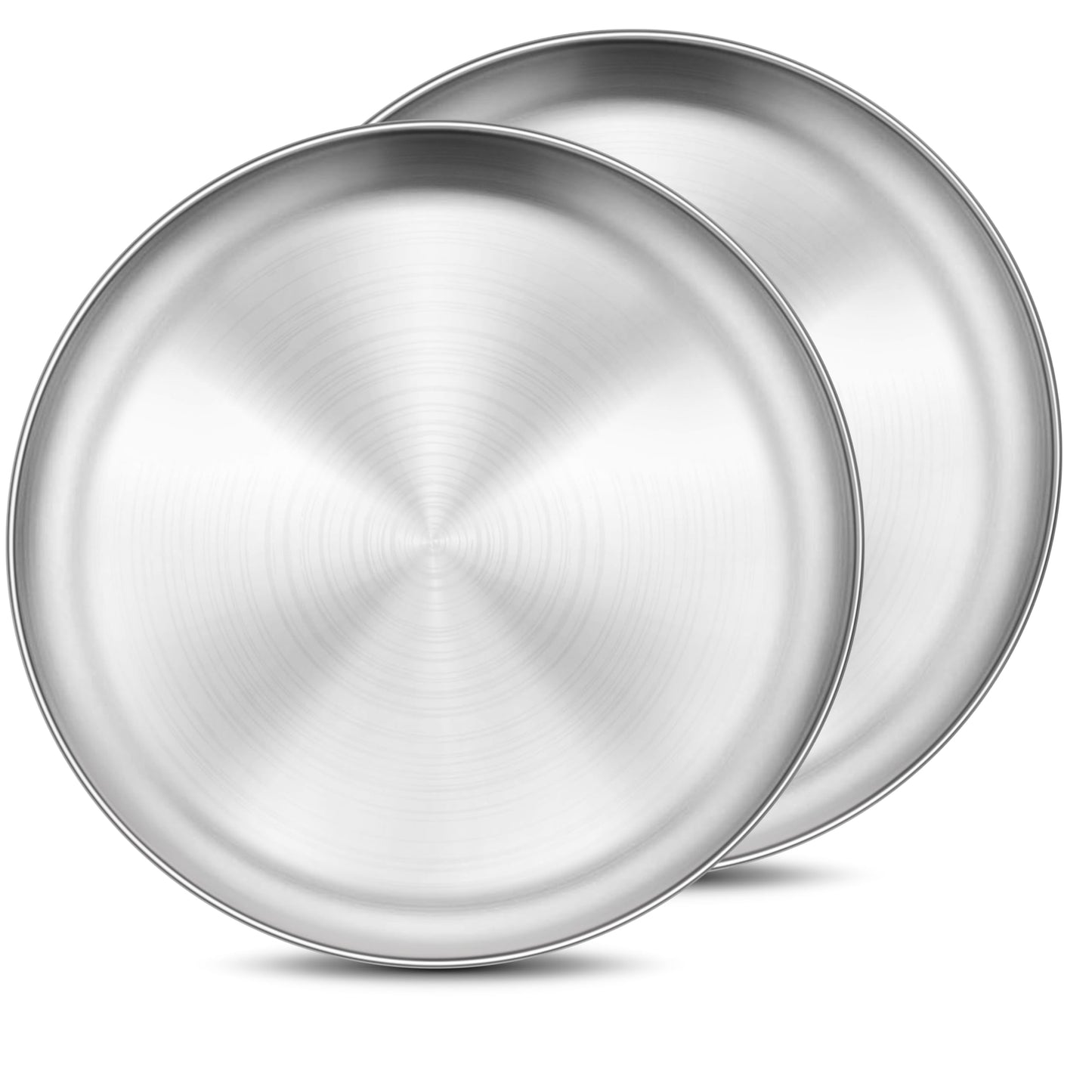 Onader 4-Piece Stainless Steel Plates, 8 Inch 304(18/8) Metal Round Dinner Plate, Kids Toddlers Dishes for Serving, Dishwasher Safe