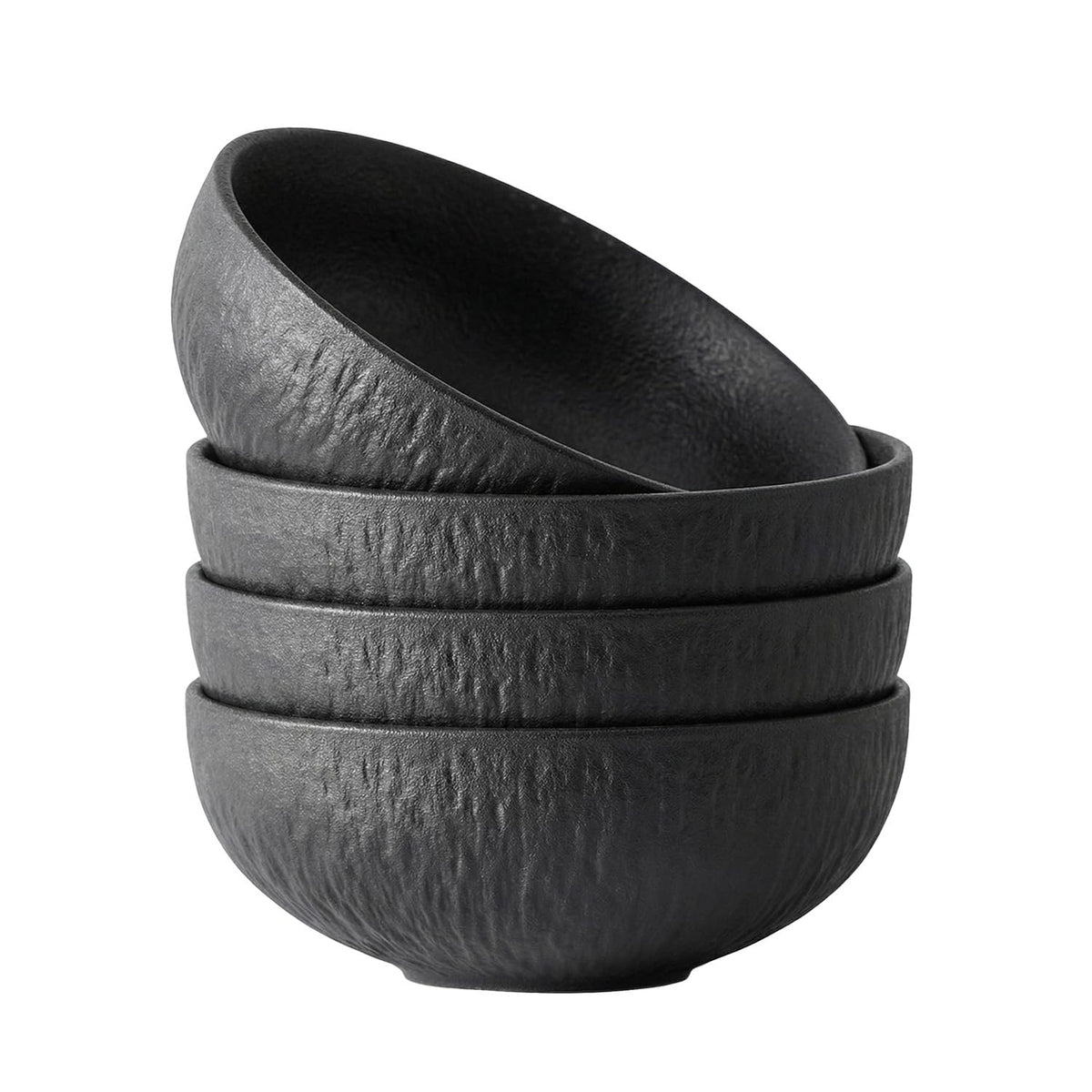Bowl Set of 6, 20.4 oz Matte Marble Pattern Stoneware Soup Bowls | Black Premium Porcelain Cereal Bowls, Ceramic Dinner Bowls for Salad, Dessert, Pasta, Microwave and Dishwasher Safe