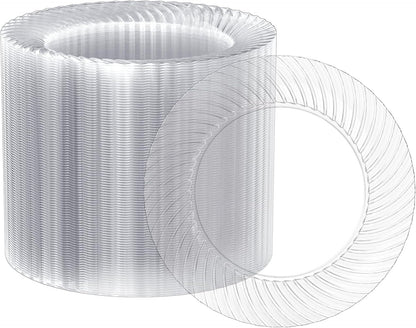 FOCUSLINE 7 Inch Clear Plastic Plates, 100 Count Disposable Heavy Duty Salad Dessert Plates, Premium Hard Plastic for Weddings, Parties & Events