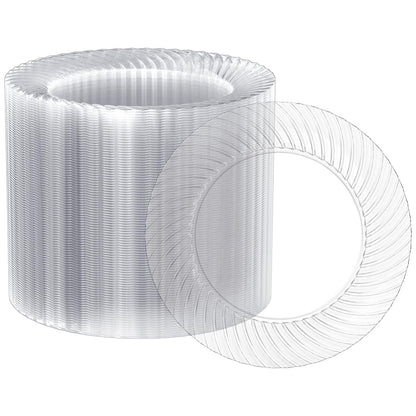 FOCUSLINE 7 Inch Clear Plastic Plates, 100 Count Disposable Heavy Duty Salad Dessert Plates, Premium Hard Plastic for Weddings, Parties & Events