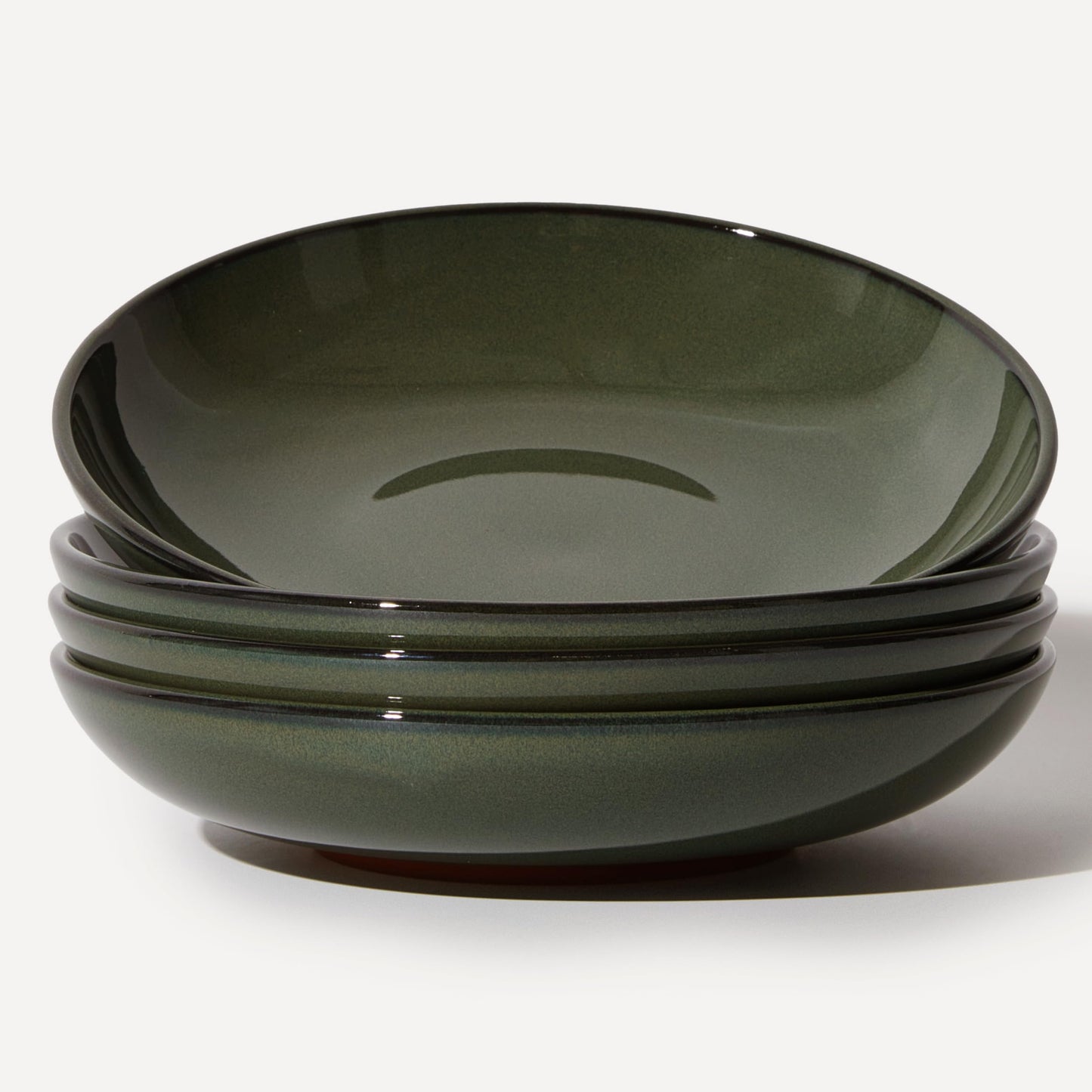 8.75 Inch Large Ceramic Pasta Bowls, 32 Oz Reactive Glaze Stoneware Pasta Serving Bowls Set of 4 for Kitchen, Wide Bowls for Fruit,Pasta,Salad,Soup, Scratch Resistant-Brown and Green