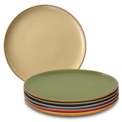 Mora Ceramic Artisan Matte Dinner Plates Set of 6, 10 inch Dish Set - Microwave, Oven, and Dishwasher Safe, Scratch Resistant, Modern Rustic Dinnerware- Kitchen Porcelain Serving Dishes