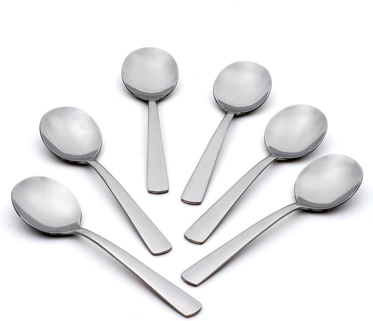 Oneida Aptitude Soup Spoons Silverware Set for 6, Flatware | 18/0 stainless steel, mirror finish | 6.7 inch length | dishwasher safe, cutlery set, utensil set, gift