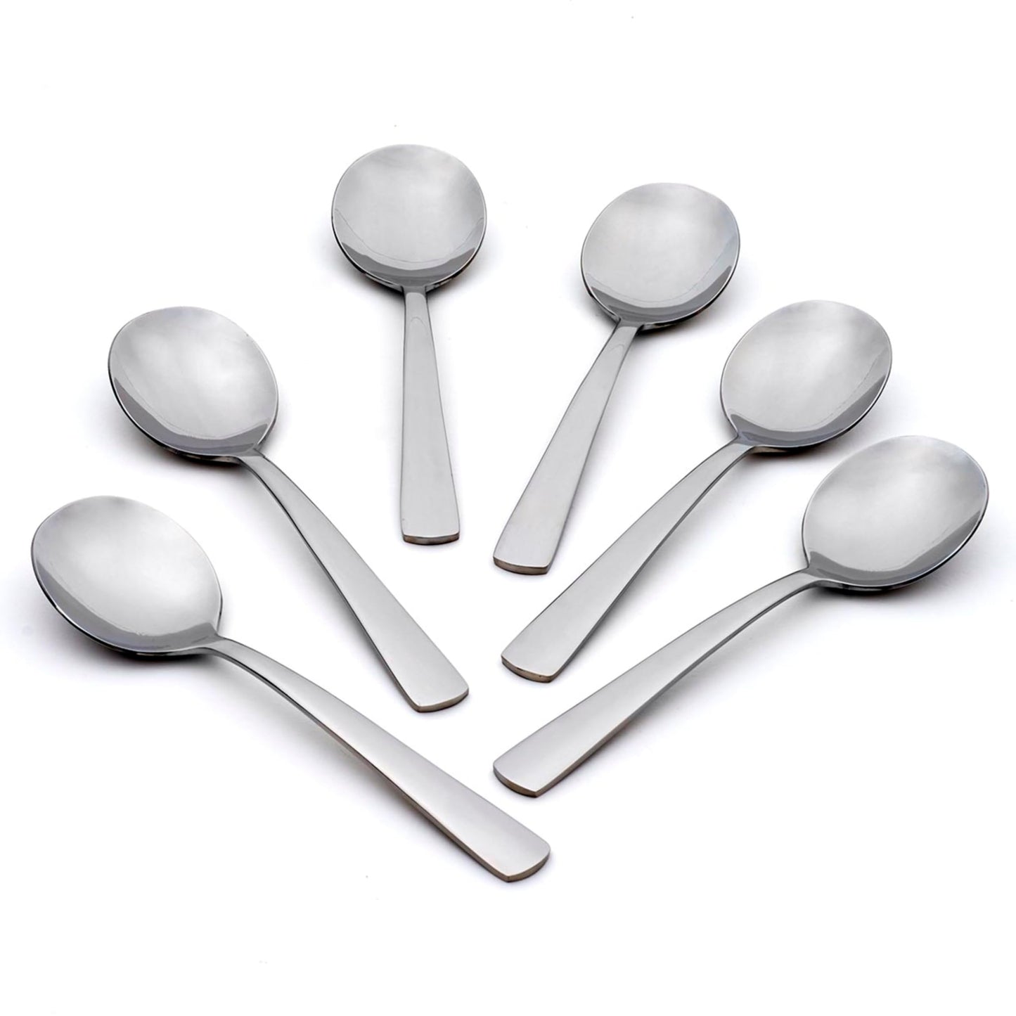 Oneida Aptitude Soup Spoons Silverware Set for 6, Flatware | 18/0 stainless steel, mirror finish | 6.7 inch length | dishwasher safe, cutlery set, utensil set, gift