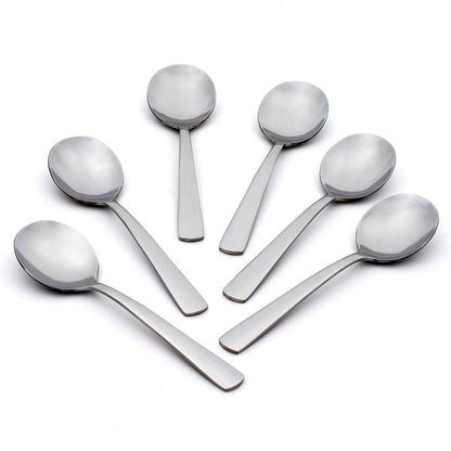 Oneida Aptitude Soup Spoons Silverware Set for 6, Flatware | 18/0 stainless steel, mirror finish | 6.7 inch length | dishwasher safe, cutlery set, utensil set, gift