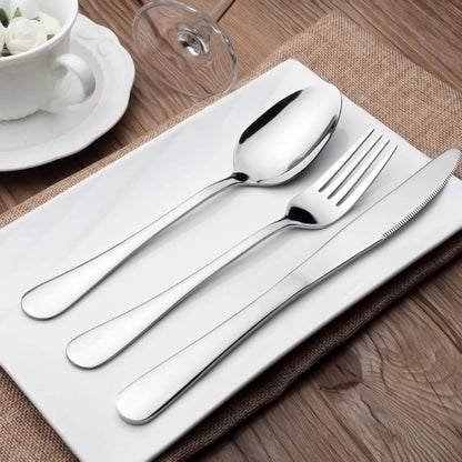 Silverware Set Service for 2, E-far 10-Piece Stainless Steel Flatware Set Cutlery Sets, Include Knife/Fork/Spoon, Simple & Classic Design, Easy Clean & Dishwasher Safe