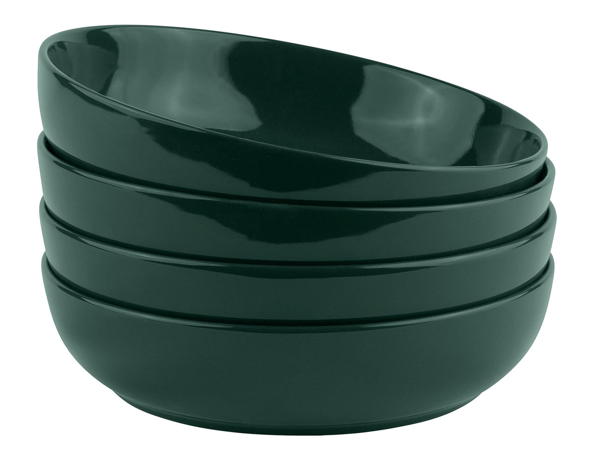 KooK Pasta Bowl, Salad Bowls, Bowls, Serving Bowls, Soup, Ceramic, Large Capacity, Microwave & Dishwasher Safe, Set of 4, 40 Oz, (White)