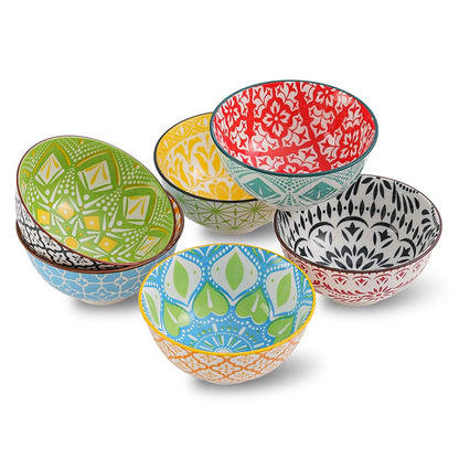 AHX Porcelain Dessert Bowls Cereal bowl - Ceramic Bowl Set of 6 - Colorful Small Bowls for Ice Cream | Soup | Cereal | Rice | Snack | Side Dish | Condiment Microwave and Dishwasher Safe