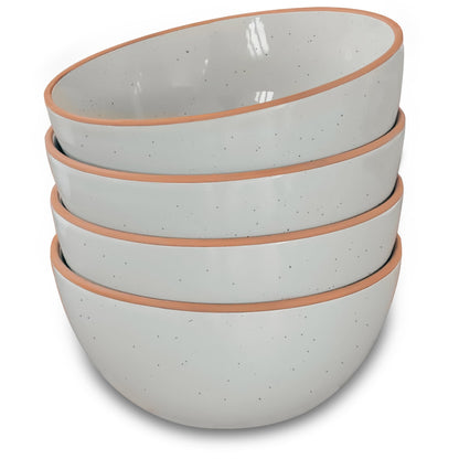 Mora Ceramic Bowls For Kitchen, 28oz - Bowl Set of 4 - For Cereal, Salad, Pasta, Soup, Dessert, Serving etc - Dishwasher, Microwave, and Oven Safe - For Breakfast, Lunch and Dinner - Vanilla White