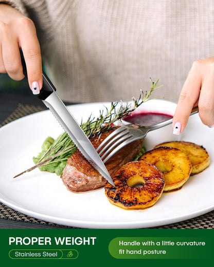 PHILIPALA 72 Pcs Silverware Set with Steak Knives Food-Grade Stainless Steel Flatware Set for 12 Mirror Cutlery Include Forks Spoons and Knives Set Dishwasher Safe Utensil Sets for Home Restaurant