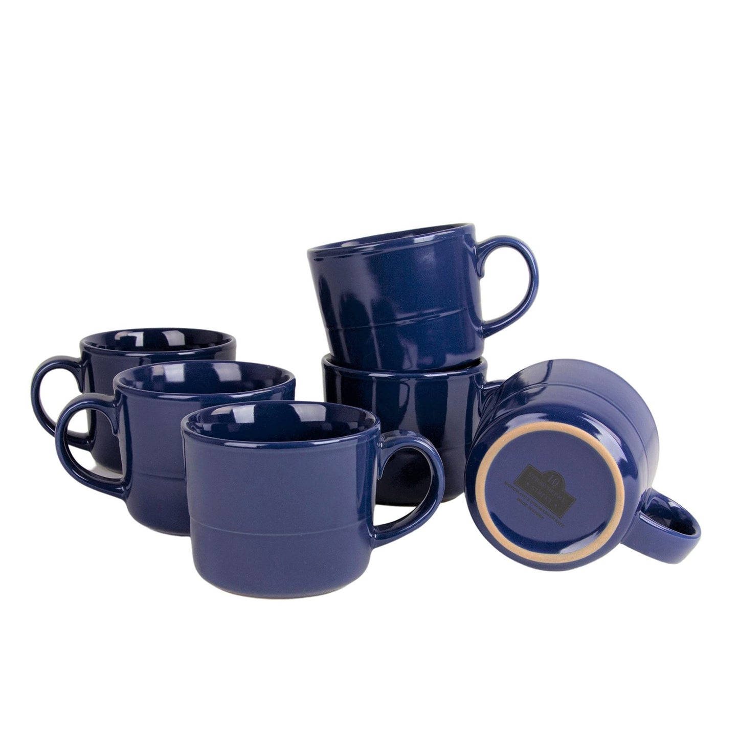 Double Line 8.25" Salad Plate, Set of 6, Cobalt Blue
