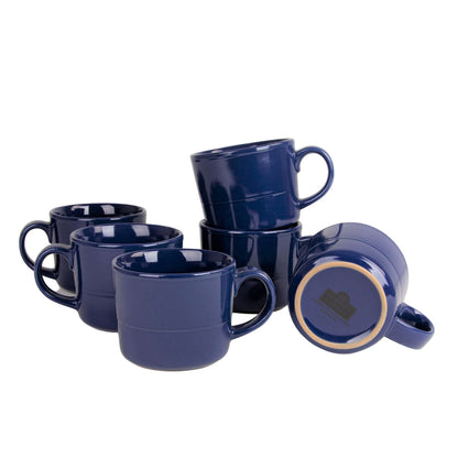 Double Line 8.25" Salad Plate, Set of 6, Cobalt Blue