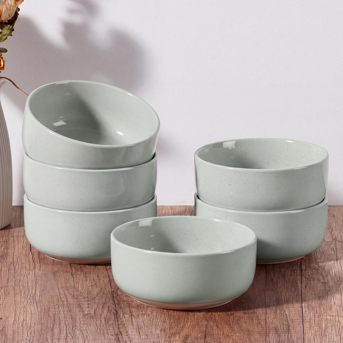 E-far Cereal Bowls Set of 4, 27oz Ceramic Deep Soup Bowls, Multicolor | Kitchen Microwave Safe Bowls for Serving Prep, Rice, Dessert, Snack, Salad, Oven & Dishwasher Safe, Speckled Multicolor