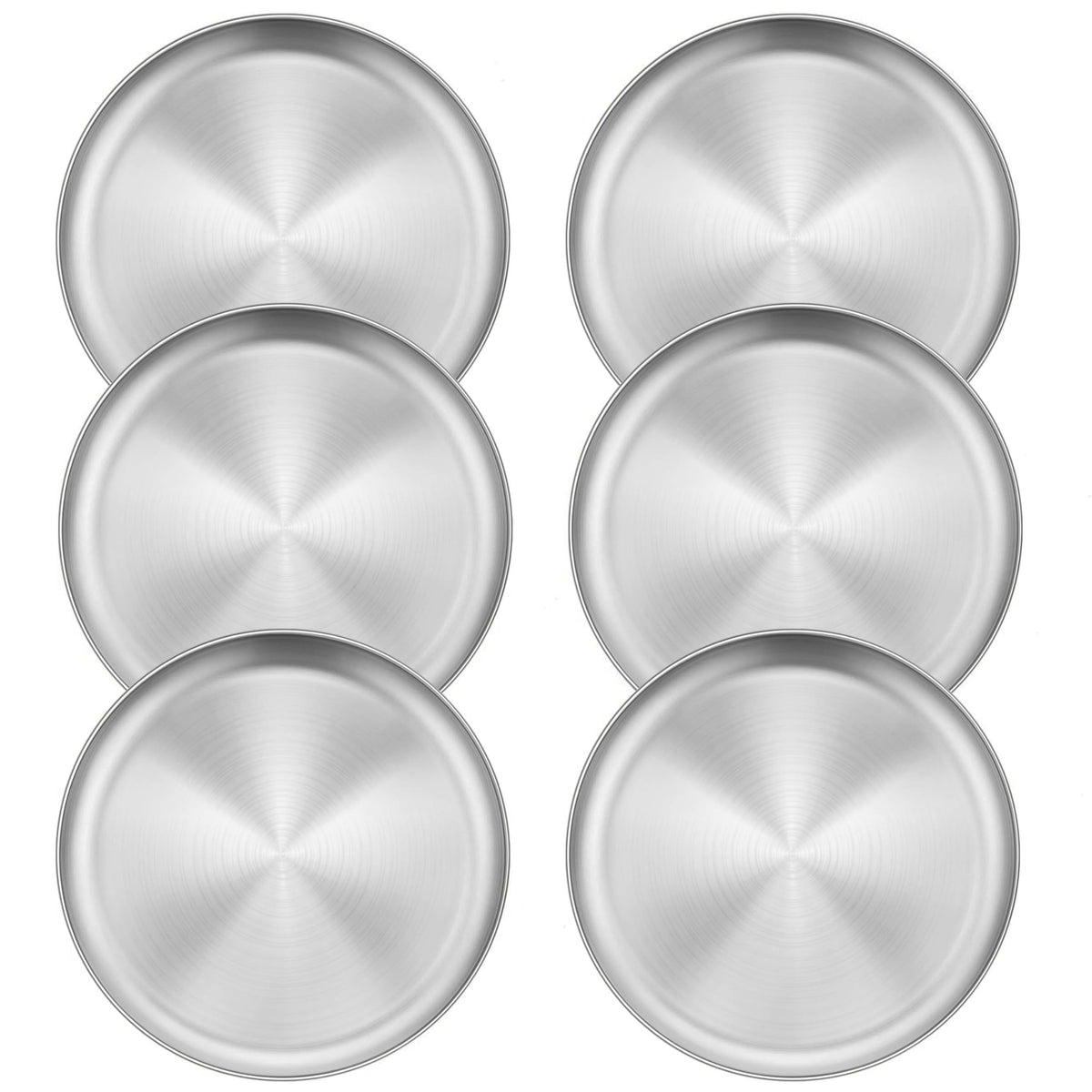 Homikit 6 Pack Stainless Steel Plate Set, 10.2 Inch Metal Dinner Plates for Kids Children Adult, Round Camping Plates for Serving Dishes Dessert Salad, Reusable & Unbreakable, Dishwasher Safe