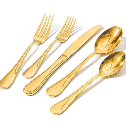 18/10 Stainless Steel Silverware Set for 8, 40 Piece Teardrop Flatware Set | KINGSTONE Heavy Cutlery Set, Mirror Polished Knives Forks and Spoons Utensils, Dishwasher Safe for Home Kitchen Wedding
