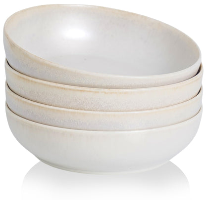 30oz Ceramic bowls set of 4-8" serving bowls for Kitchen,Pasta,Salad-Dishwasher & Microwave Safe Perfect for Housewarming, Thanksgiving, Christmas-Caramel Brown
