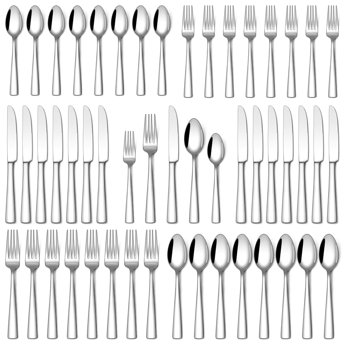 Stapava 40 Piece Silverware Set, Food-Grade Stainless Steel Flatware Sets for 8 Mirror Polished Cutlery Utensil Sets Include Dinner Knives Spoons and Forks Set Dishwasher Safe for Home Restaurant