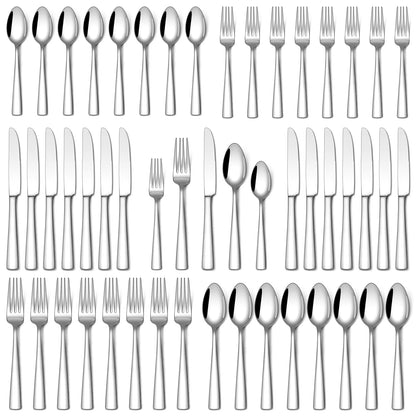 Stapava 40 Piece Silverware Set, Food-Grade Stainless Steel Flatware Sets for 8 Mirror Polished Cutlery Utensil Sets Include Dinner Knives Spoons and Forks Set Dishwasher Safe for Home Restaurant