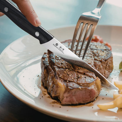 imarku Japanese Steak Knives Set of 8, Serrated blade, Pakkawood Handle | Serrated steak knife with non-slip Pakkawood handle, rust-proof blade, perfect for BBQ, restaurant, holiday dinners