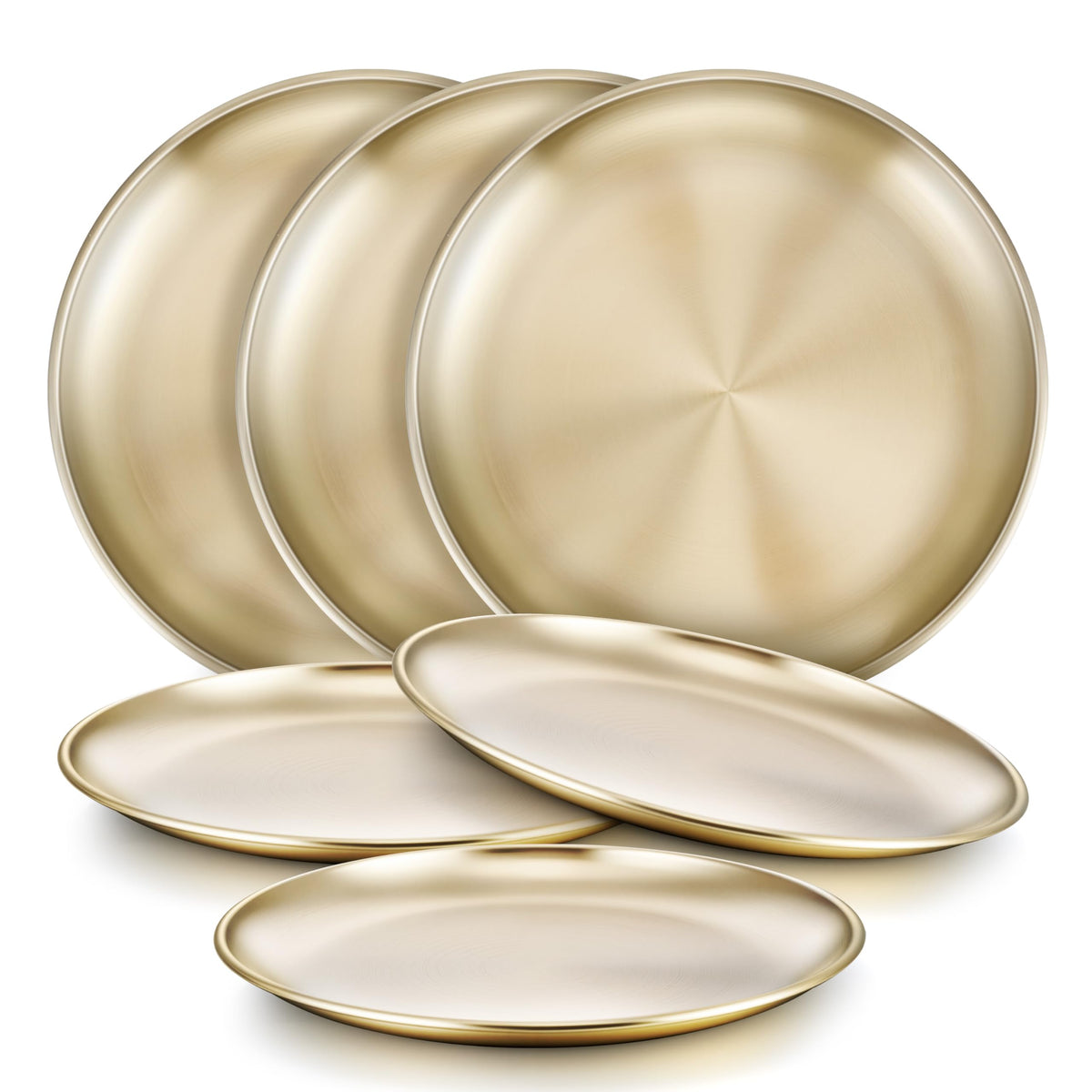 HaWare 18/8 Stainless Steel Plates for Kids, 8" Baby Feeding Plates for 6 | Metal 304 Dinner Dishes for Toddlers Children, Feeding Serving Camping Plates, Reusable and Dishwasher Safe, 6-Piece