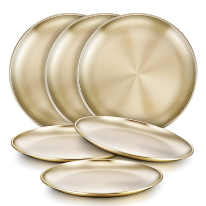 HaWare 18/8 Stainless Steel Plates for Kids, 8" Baby Feeding Plates for 6 | Metal 304 Dinner Dishes for Toddlers Children, Feeding Serving Camping Plates, Reusable and Dishwasher Safe, 6-Piece