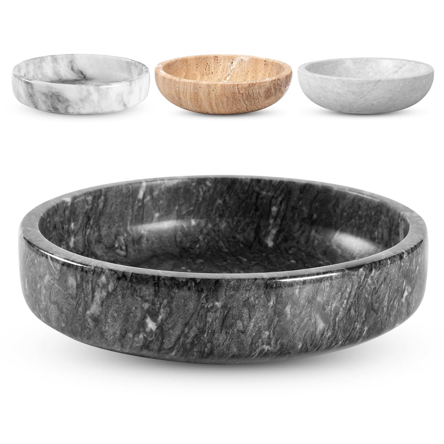 FNTSTICGOODS Travertine Decorative Bowl - 7.8” Diameter & 2” Height - Key Bowl for Entryway Table - Travertine - Organic Modern Centerpiece - Beige/Natural