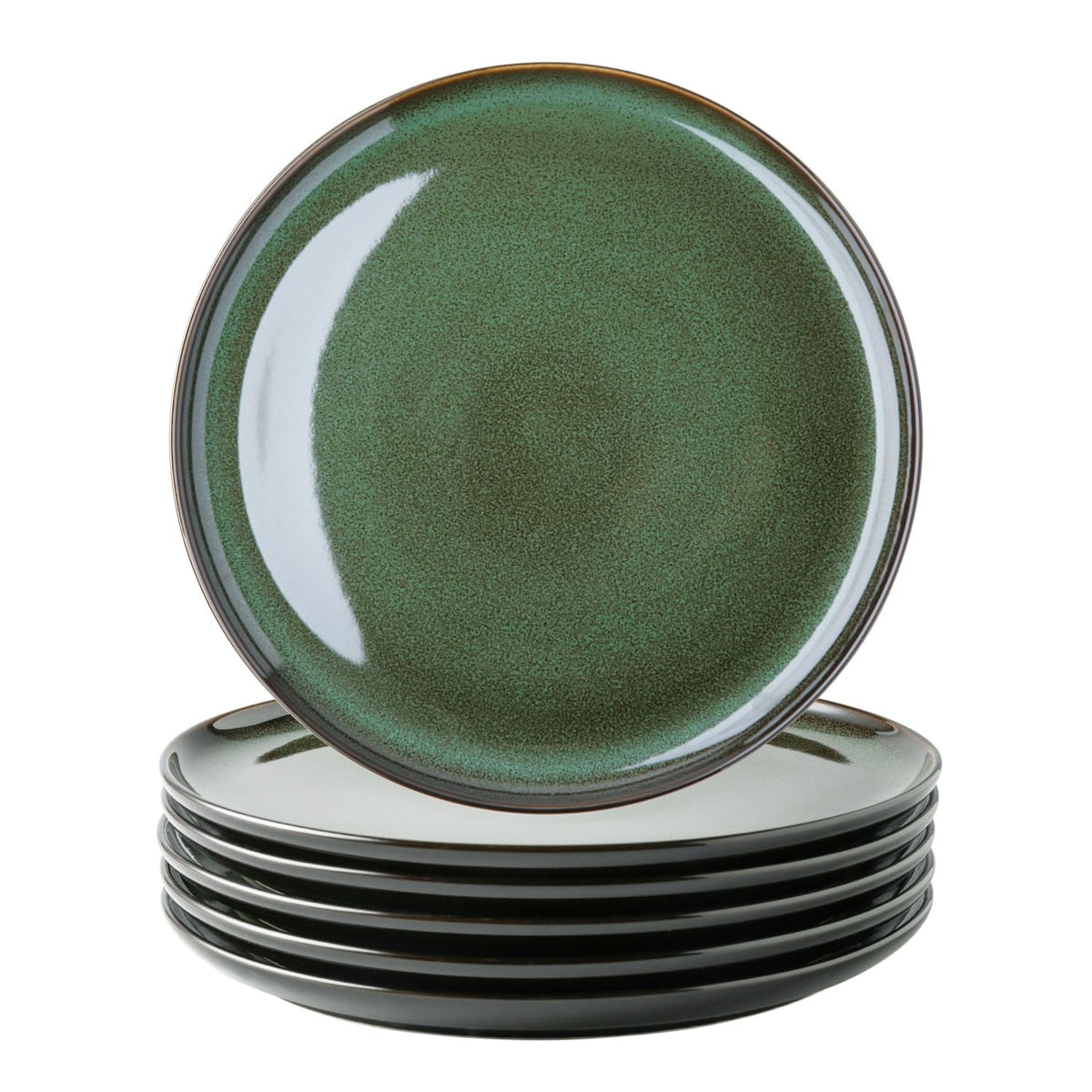 LERATIO Ceramic Dinner Plates Set of 4,10.5 Inch Reactive Glaze Plate Sets | Porcelain Modern Shape Dinnerware Dishes Set for Kitchen,Microwave&Dishwasher&Oven Safe,Scratch Resistant-Green