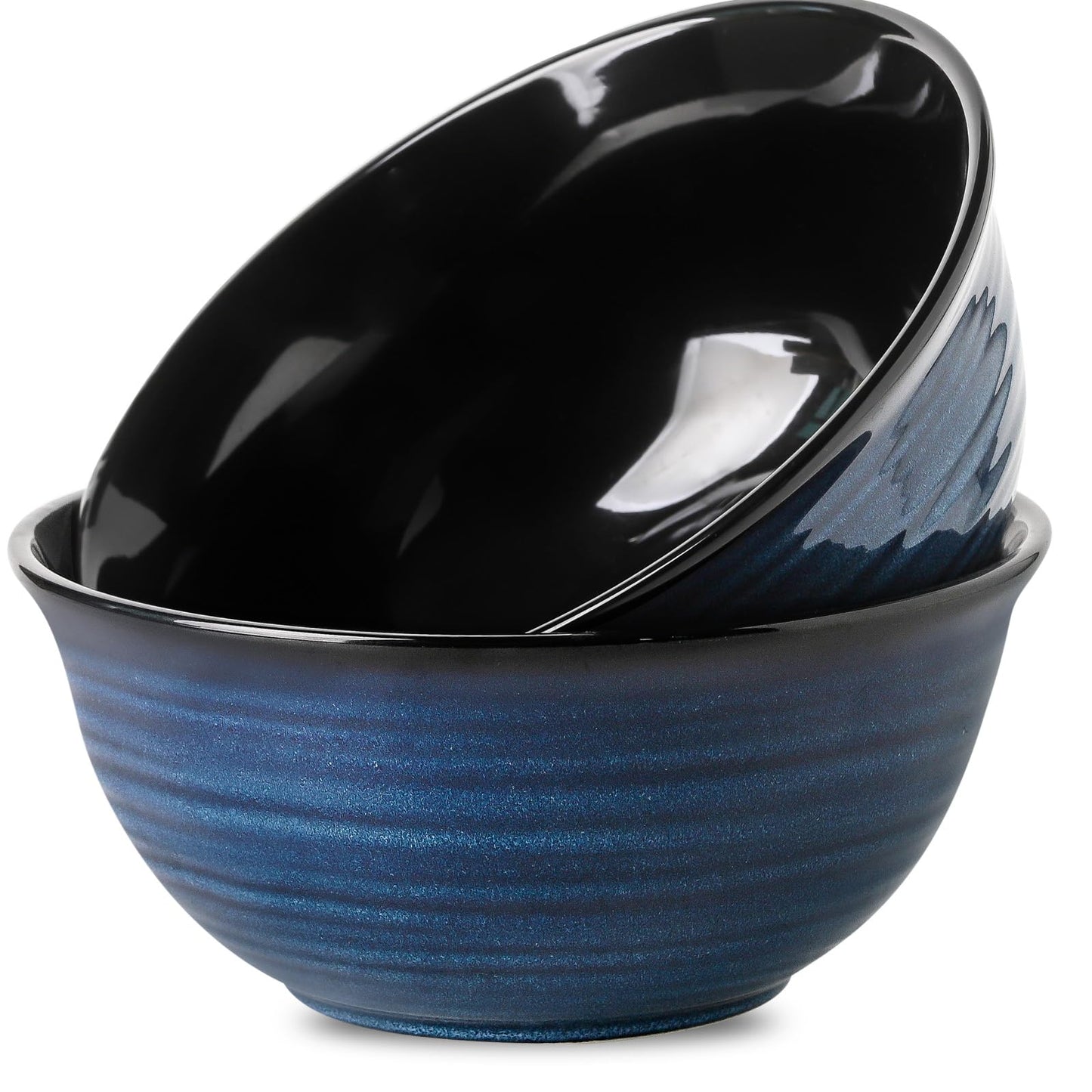 Hasense Ceramic Soup Bowls Set of 4, 40 Ounce Large Cereal Bowls for Kitchen, 7 Inch Serving Bowls for Salad Pasta Ramen Pho Popcorn, Dishwasher Microwave Safe, Navy Blue