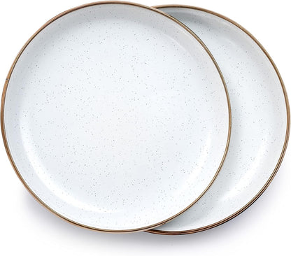 Barebones 8 Inch Salad Plate - Set of 2 Salad Plates - Enamelware Plates - Durable Kitchen or Camping Plate - Eggshell