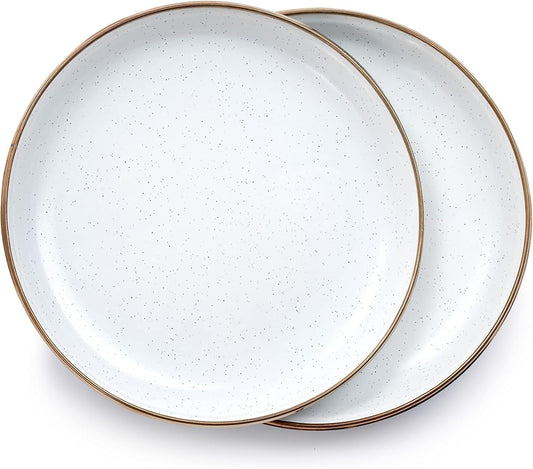 Barebones 8 Inch Salad Plate - Set of 2 Salad Plates - Enamelware Plates - Durable Kitchen or Camping Plate - Eggshell