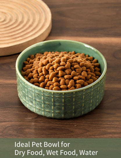 Ceramic Dog Bowl, 6.5 inch Pet Dog Food Bowl Water Bowls, Dogs Dish for Middle and Small Dogs, Puppy, Green
