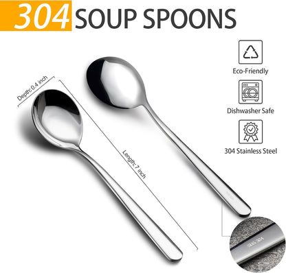 18/8 Soup Spoons 304 Stainless Steel 4-Piece Sppons Set